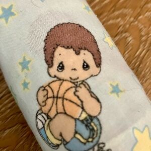 Precious Moments Blue Baby Fabric with Cartoon Basketball Boy SUPER STAR